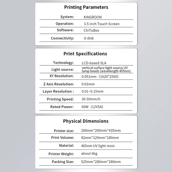 KINGROON KP6 MONO gyanta nyomtató LCD gyanta 3D nyomtató