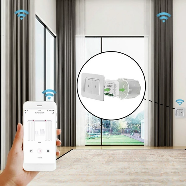 Tuya WiFi intelligens függönykapcsoló modul mobiltelefon eszközmegosztás, időzítés funkció APP távirányító kompatibilis - 3 db