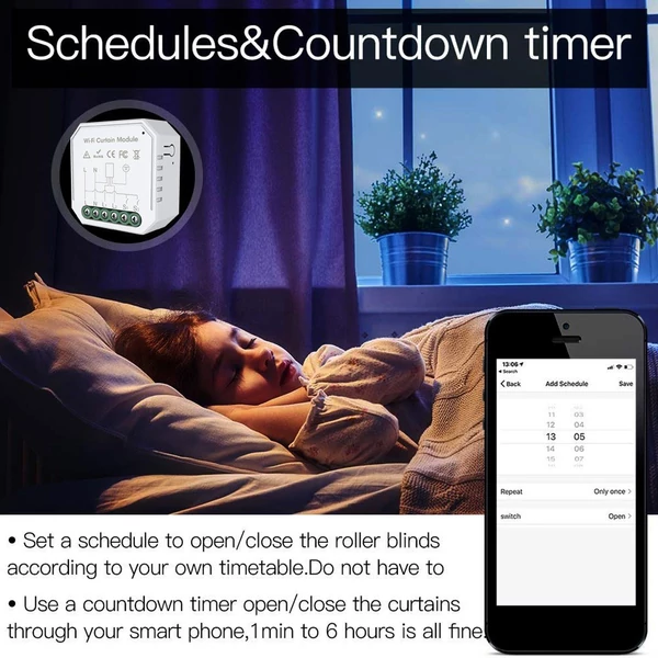 Tuya WiFi intelligens függönykapcsoló modul mobiltelefon eszközmegosztás, időzítés funkció APP távirányító kompatibilis - 3 db
