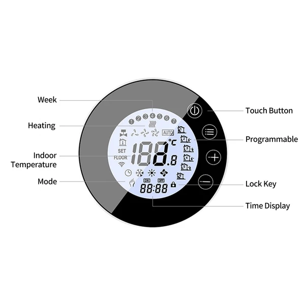 WIFI intelligens fűtési radiátor termosztát LCD kijelzővel - elektromos fűtéshez