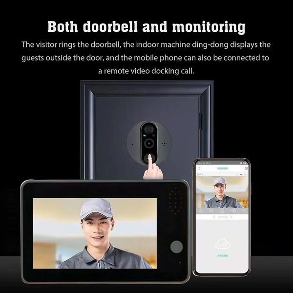 Intelligens WiFi ajtócsengő 1080P/120°-os kamera videó kukucskálónyílással ajtóhoz 4,3 hüvelykes LCD képernyő 24 órás PIR mozgásérzékelő szem TUYA APP