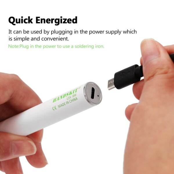 HANDSKIT USB töltős elektromos forrasztópáka készlet 5V 8W, állítható hőmérséklet forrasztóállvánnyal, forrasztóhuzallal