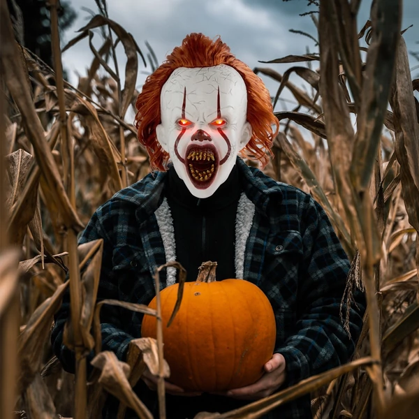 Halloween maszk Hátborzongató Pennywise ijesztő bohóc - Fénnyel