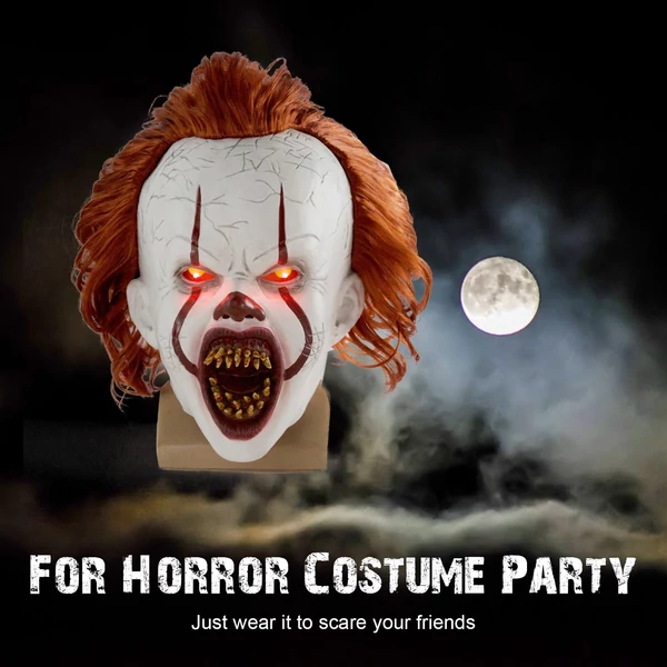 Halloween maszk Hátborzongató Pennywise ijesztő bohóc - Fénnyel