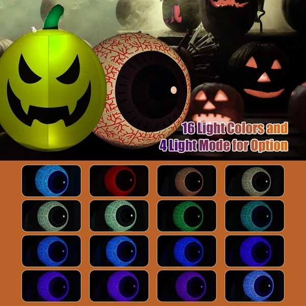 Halloween dekoráció 23 hüvelykes felfújható szemgolyó LED lámpa távirányítóval 16 RGB szín 4 fénymód 10 fényerő