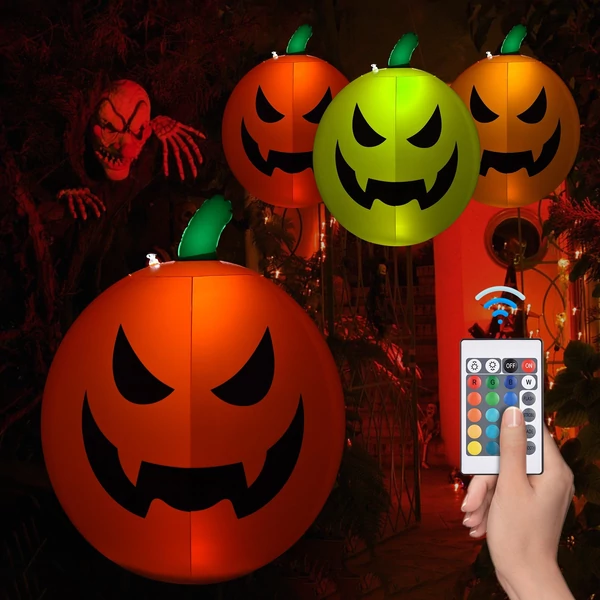 Halloween dekoráció 23 hüvelykes felfújható sütőtök LED lámpa távirányítóval 16 RGB szín 4 fénymód 10 fényerő