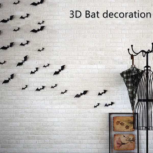 DIY Halloween 3D ablakdíszek Levehető ijesztő, kísérteties denevér falmatricák