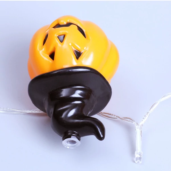 Halloween tök alakú 10 LED-es tündérfény függőlámpa elemmel