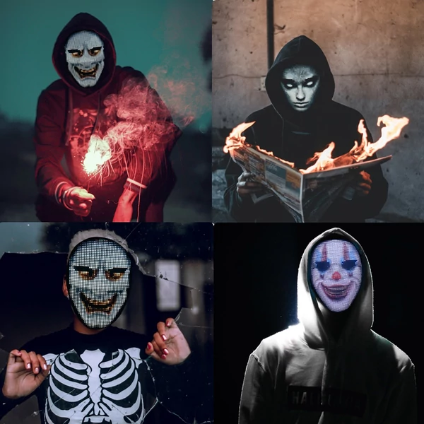 Halloween ijesztő maszk Cosplay LED jelmez - Változat 1