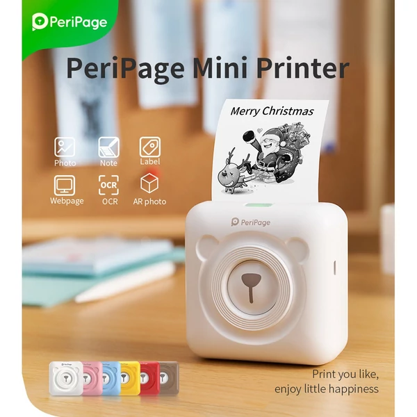 PeriPage Mini vezetéknélküli zseb BT hőnyomtató - Fehér