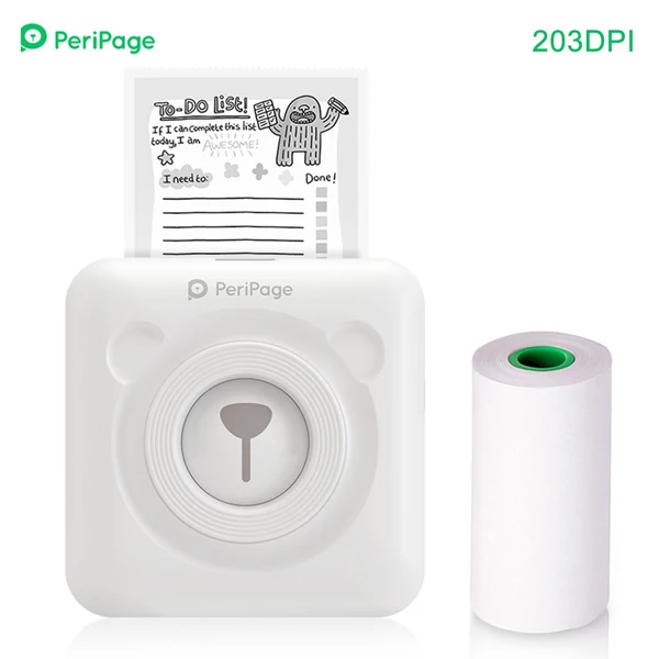PeriPage Mini vezetéknélküli zseb BT hőnyomtató - Fehér