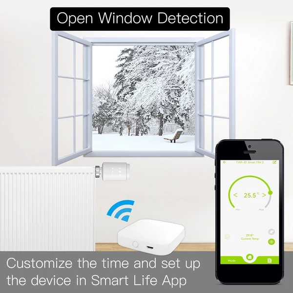 ZigBee3.0 intelligens termosztát radiátorszelep hőmérséklet-szabályozó (átjáróval együtt használva)