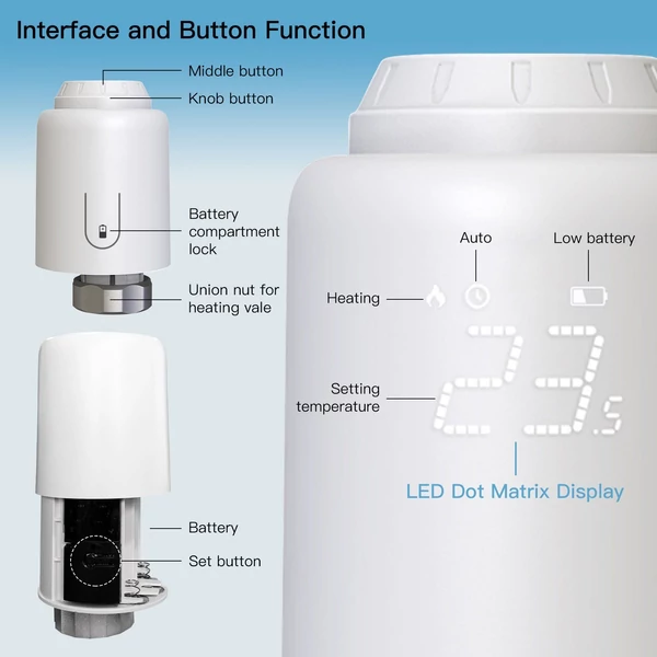 Tuya intelligens termosztatikus radiátorszelepes otthoni fűtési hőmérséklet-szabályozó - WiFi
