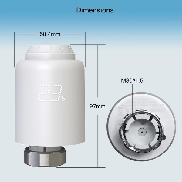 Tuya intelligens termosztatikus radiátorszelepes otthoni fűtési hőmérséklet-szabályozó - Zigbee