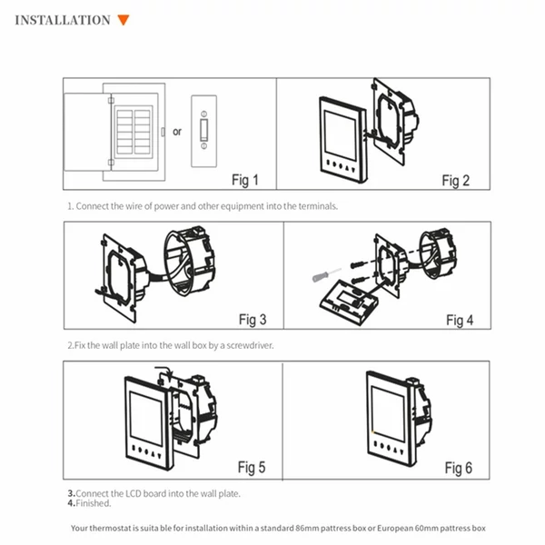 Érintőképernyős vízmelegítő termosztát heti programozható LCD kijelző szobahőmérséklet szabályozó - 3A 110-230V