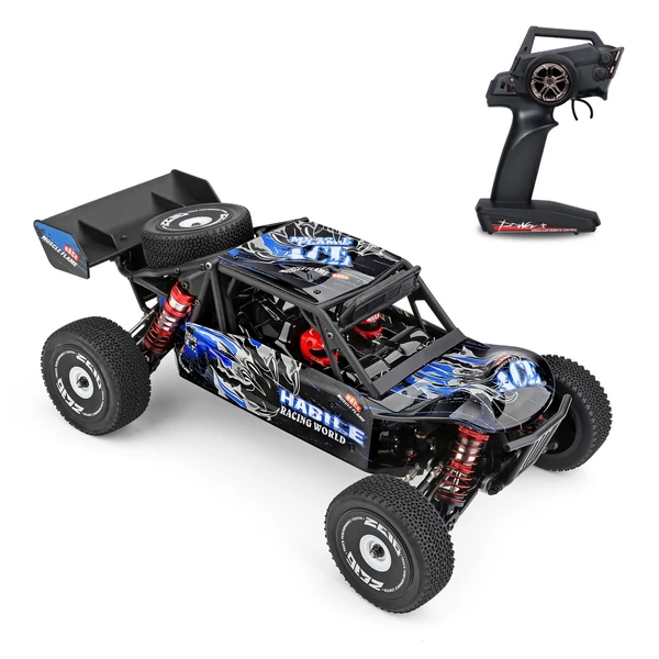 Wltoys 124018 1/12 2,4 GHz 60 km/h terepjáró drift autó RTR 4WD alumíniumötvözet alvázzal, cinkötvözet hajtóművel - 1 akkumulátor