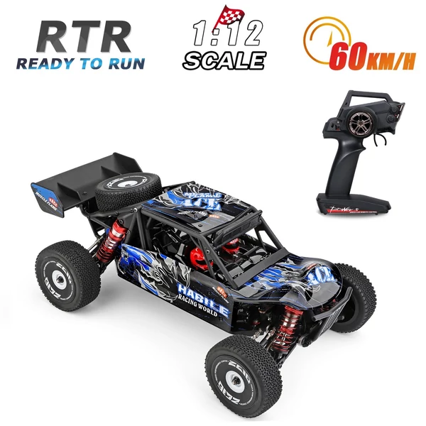 Wltoys 124018 1/12 2,4 GHz 60 km/h terepjáró drift autó RTR 4WD alumíniumötvözet alvázzal, cinkötvözet hajtóművel - 3 akkumulátor