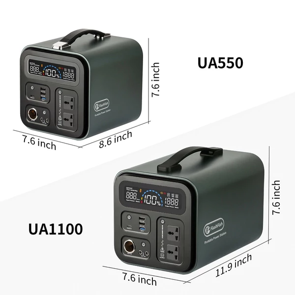 Flashfish UA1100 1200W hordozható 297600mAh/1100Wh napelem generátor +18V/100W napelem készlet