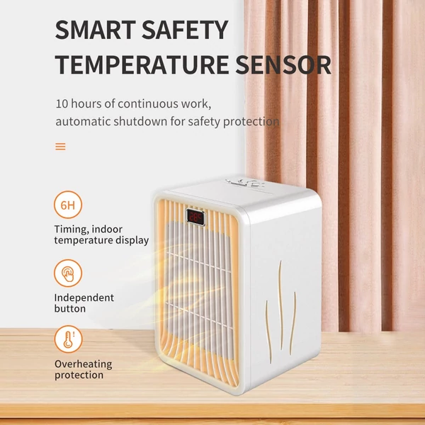 Ailgely 1200 W-os elektromos kerámia fűtőelem 3 fokozatú beállítással, 2 üzemmóddal, 6 órás időzítővel, 7 színes lámpával, túlmelegedés és borulás elleni védelemmel ellátott asztali fűtés beltéri használatra