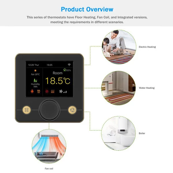 WIFI intelligens beltéri programozható állandó hőmérséklet-szabályozó termosztát RGB színes LCD kijelzővel 3A vízmelegítés - Ezüst