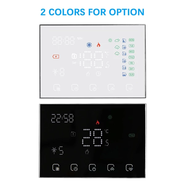 Programozható intelligens digitális termosztát hőmérséklet szabályozó LED érintőképernyős WiFi csatlakozással - gázkazánhoz, elektromos fűtéshez - Fekete