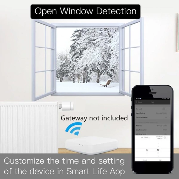 Intelligens hőmérséklet-szabályozás, hordozható radiátorszelepes háztartási termosztát ZigBee Tuya APP távirányító (átjáróval használható) - Típus 2