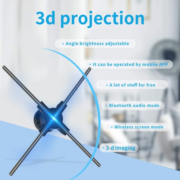 F60 3D hologram projektor falra szerelhető 2K HD LED fotóvideó 720db LED fénygyöngyökkel Távirányító Valós idejű képernyős kijelző eseményekhez