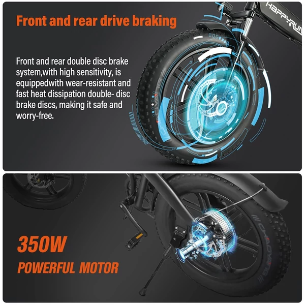 Happyrun HR-2006 összecsukható elektromos kerékpár 36V 350W 10AH akkumulátor Max sebesség 25km/h