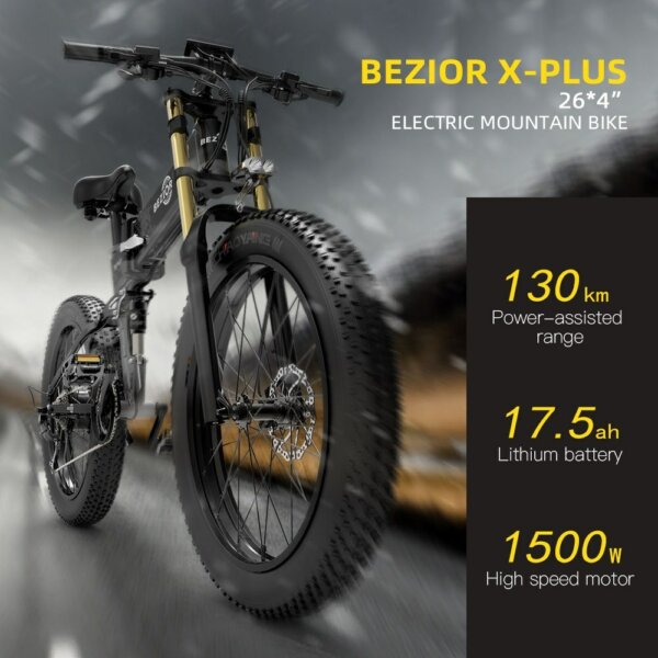 BEZIOR-X PLUS 1500W összecsukható elektromos kerékpár - Fekete-kék