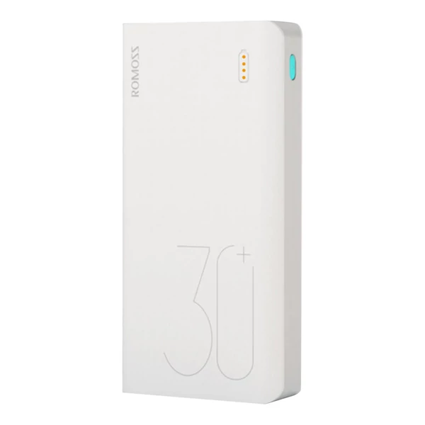 ROMOSS Sense 8+ Power Bank 30000mAh QC PD 3.0 hordozható külső gyorstöltő - Fehér