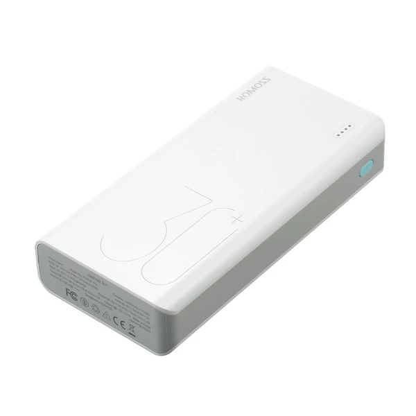 ROMOSS Sense 8+ Power Bank 30000mAh QC PD 3.0 hordozható külső gyorstöltő - Fehér