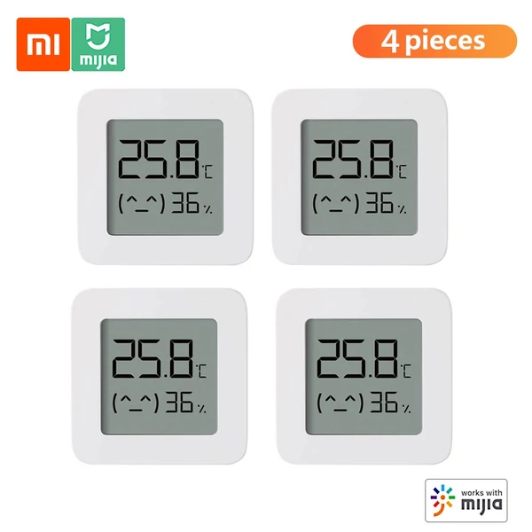 Xiaomi BT Thermometer 2 vezetéknélküli intelligens elektromos digitális nedvességmérő páratartalom érzékelő Mijia APP- 4 db