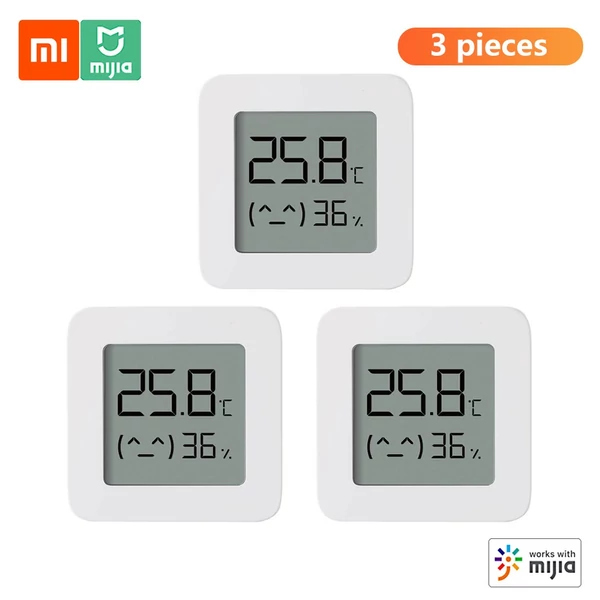 Xiaomi BT Thermometer 2 vezetéknélküli intelligens elektromos digitális nedvességmérő páratartalom érzékelő Mijia APP- 3 db