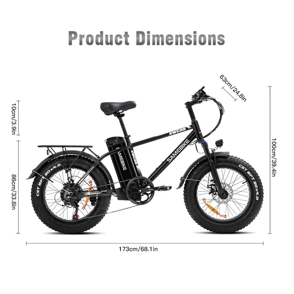 Samebike XWC05 20 hüvelykes pedálos elektromos kerékpár - Fekete-szürke