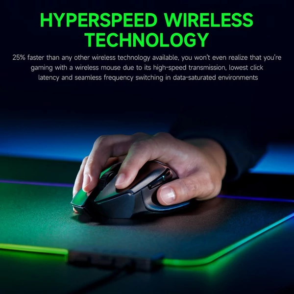 Razer Basilisk X HyperSpeed vezeték nélküli egér Razer HyperSpeed vezeték nélküli + BT kétmódú játékegér 16000 DPI 6 programozható gomb