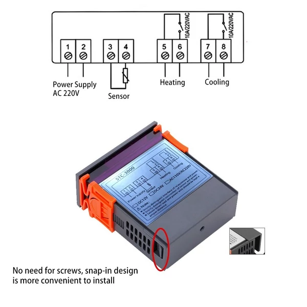 STC-3000 digitális hőmérsékletkapcsoló vezérlő - 12V