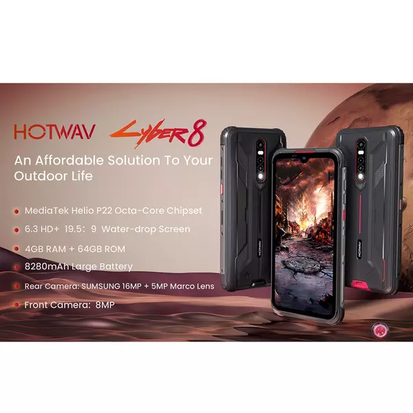 HOTWAV Cyber 8 6,3 hüvelykes HD + vízcsepp kijelző 4 GB Ram 64 GB Rom okostelefon - Piros