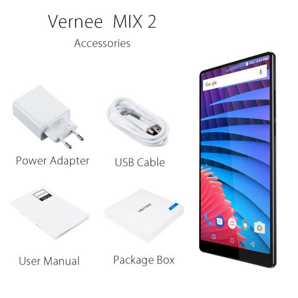 Vernee MIX 2 6 hüvelykes 18:9 FHD 4G okostelefon 6 GB RAM 64 GB ROM - Fekete