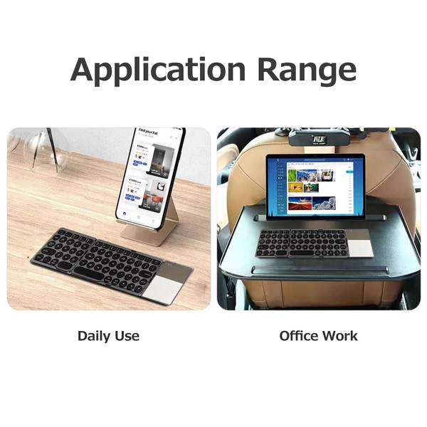 Hordozható vezetéknélküli összecsukható BT billentyűzet érintőpaddal, beépített lítium akkumulátorral Windows/Android/iOS rendszerhez - Szürke