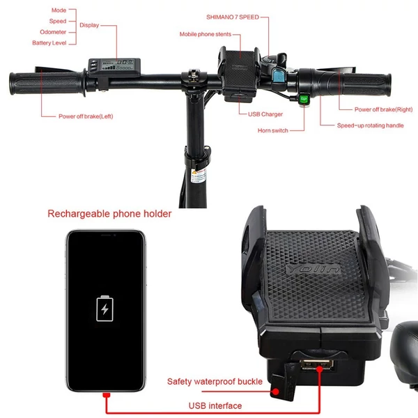 Samebike 20LVXD30-II elektromos kerékpár 48V 350W 10AH akkumulátor Max sebesség 25km/h - Fehér