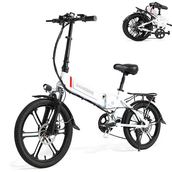 Samebike 20LVXD30-II elektromos kerékpár 48V 350W 10AH akkumulátor Max sebesség 25km/h - Fehér