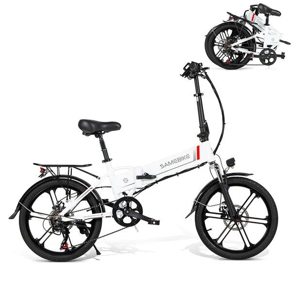 Samebike 20LVXD30-II elektromos kerékpár 48V 350W 10AH akkumulátor Max sebesség 25km/h - Fehér