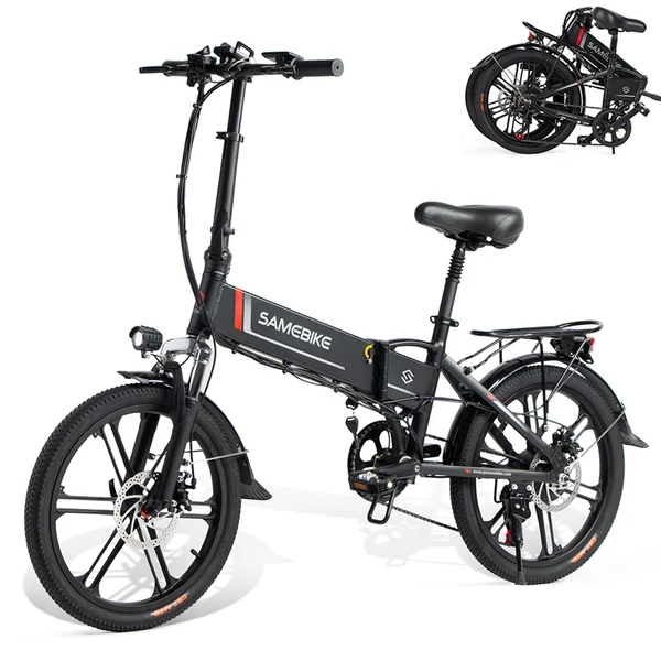 Samebike 20LVXD30-II elektromos kerékpár 48V 350W 10AH akkumulátor Max sebesség 25km/h - Fekete