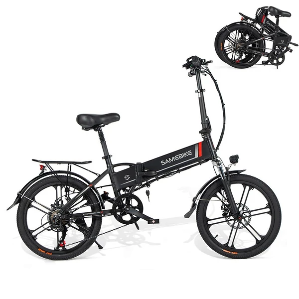 Samebike 20LVXD30-II elektromos kerékpár 48V 350W 10AH akkumulátor Max sebesség 25km/h - Fekete