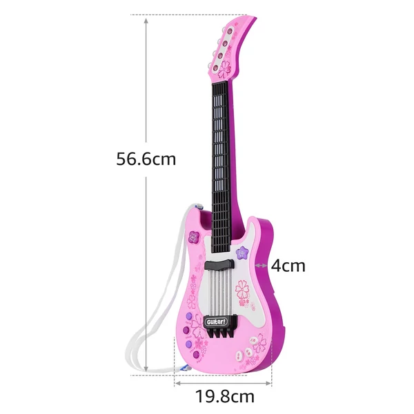 Kids Little Gitar ritmus fényekkel és hangokkal Oktató elektromos hangszer játék kisgyermekeknek - Pink