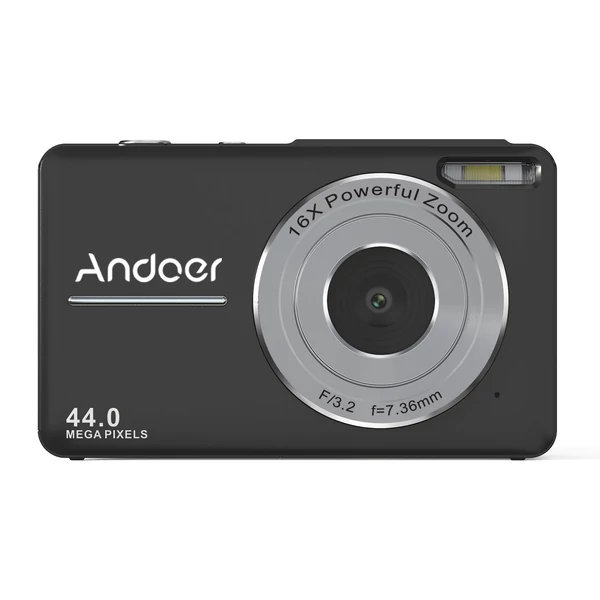 Andoer 1080P digitális fényképezőgép videokamera 44MP autofókuszos 2.5 IPS képernyő 16X digitális zoom - Fekete