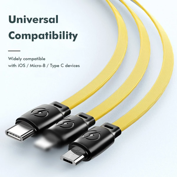 Multi USB 3 az 1-ben visszahúzható gyorstöltő kábel C típusú/Micro-B/iOS porttal, 5 fokozatú hosszbeállítás/intelligens védelem univerzális telefontöltő kábel - Kék