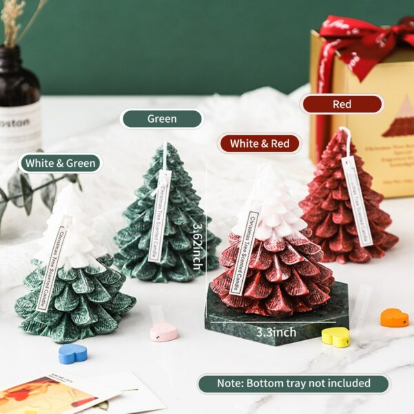 Torony alakú karácsonyfa füstmentes illatos gyertya karácsonyra, díszajándék - Piros-fehér