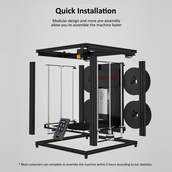 Zonestar Z9V5 PRO MK4 továbbfejlesztett 3D nyomtató állítható négy extruderrel, többszínű nyomtatással