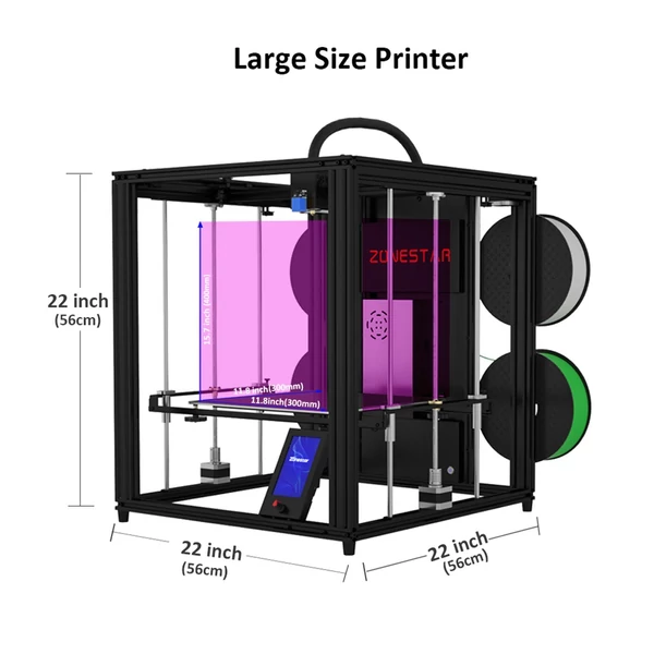 Zonestar Z9V5 PRO MK4 továbbfejlesztett 3D nyomtató állítható négy extruderrel, többszínű nyomtatással